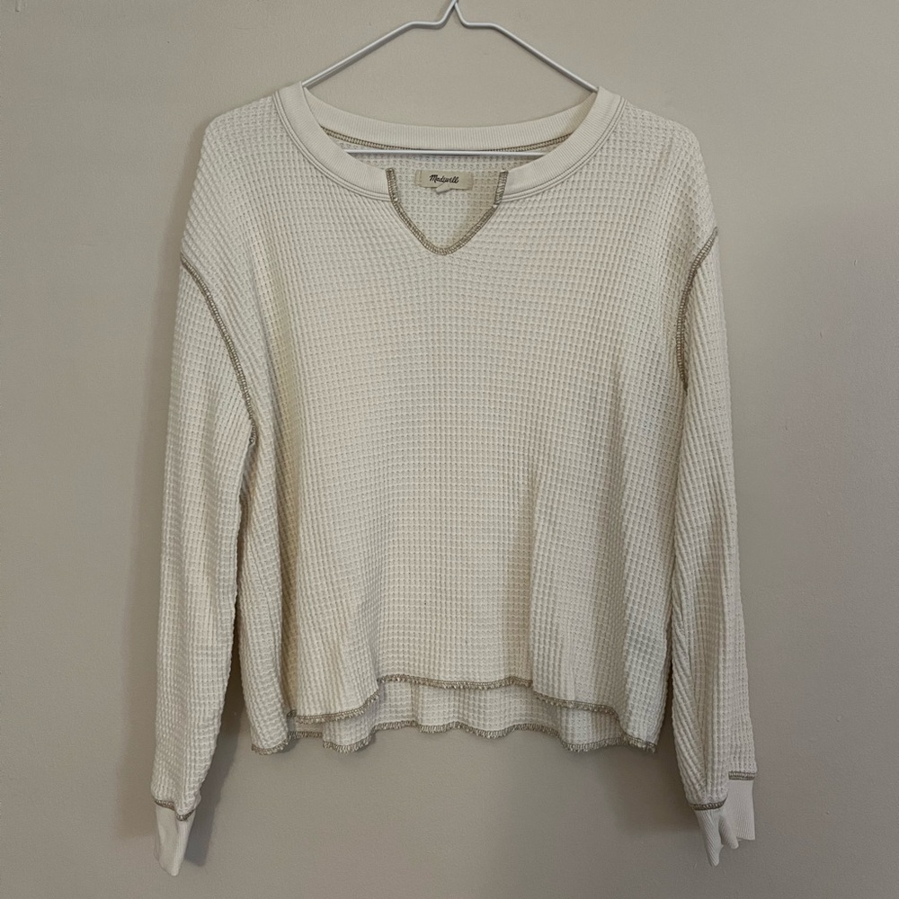 Madewell Waffle Long Sleeve Tee cream size Medium